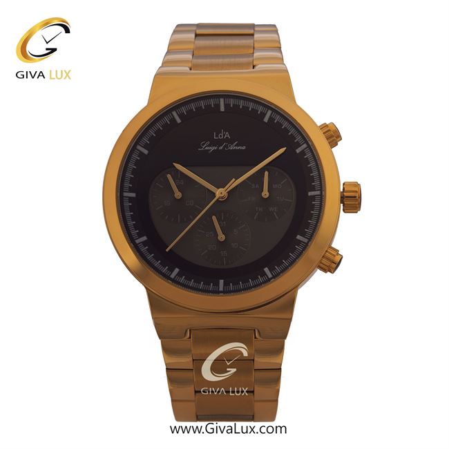 ساعت مچی اورجینال مردانه LdA سه موتوره فول تایم طلایی | طلایی| مشکی| کد رفرنس 2383